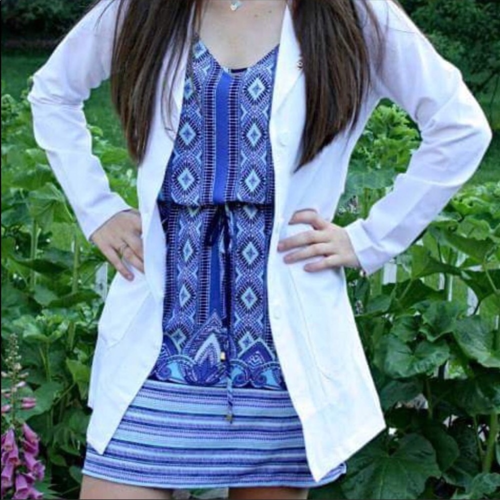 Blue pattern dress with drawstring waist